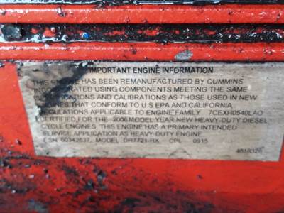 Cummins ISL Engine - 280 HP, ARR/CPL 0915