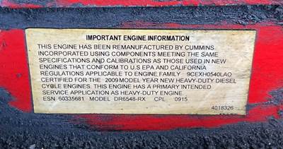 Cummins ISL Engine - 280 HP, ARR/CPL 0915