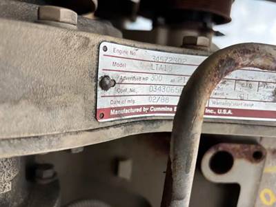 Cummins LTA Engine for a 1988 Pemfab Imperial T-942A