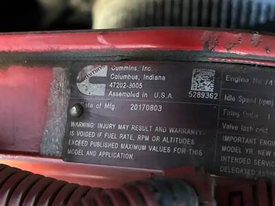 Cummins Engine for a 2018 Ferrara Fire Apparatus