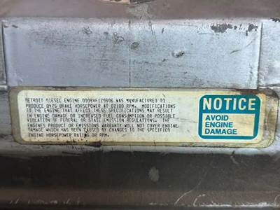 Detroit 8V92TA Engine for a 1987 Pierce Lance