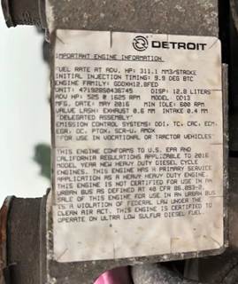 Detroit DD13 Engine for a 2017 Freightliner Cascadia 113