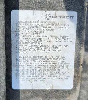 Detroit DD15 Engine for a 2015 Freightliner Cascadia 125