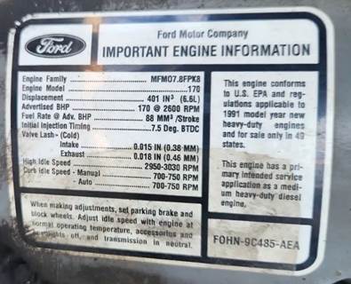 Ford Engine for a 1992 Ford LN7000