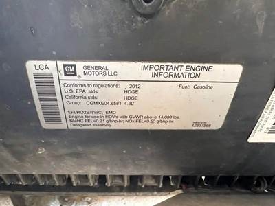 GM/Chev (HD) 4.8 Engine for a 2012 Workhorse Custom Chassis W42