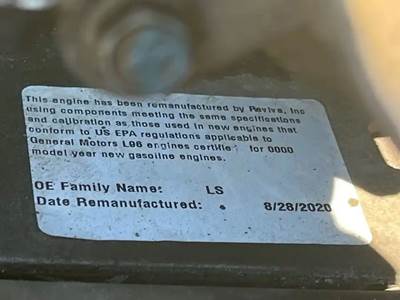 GM/Chev (HD) 6.0L Engine for a 2011 Workhorse Custom Chassis W62