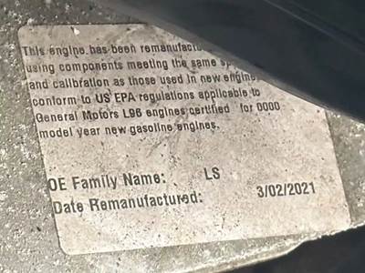 GM/Chev (HD) 6.0L Engine for a 2012 Freightliner MT55
