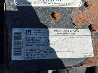 GM/Chev (HD) 6.0L Engine for a 2014 Freightliner MT 45G