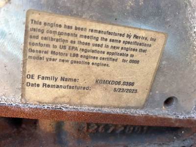 GM/Chev (HD) 6.0L Engine for a 2011 Workhorse Custom Chassis W62