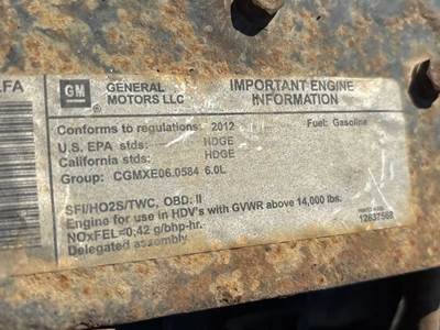 GM/Chev (HD) 6.0L Engine for a 2013 Freightliner MT 45G