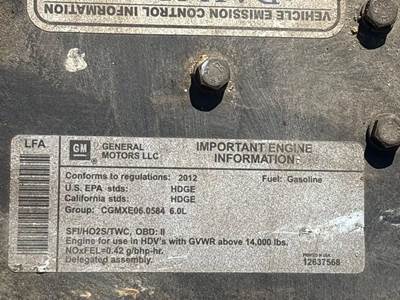 GM/Chev (HD) 6.0L Engine for a 2013 Freightliner MT 45G