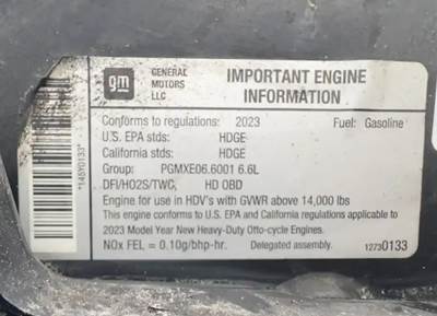 GM/Chev (HD) 6.6L Engine for a 2024 Chevrolet 4500HG