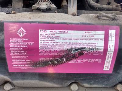 International 7.3L Engine for a 2003 Ford E-450 Super Duty
