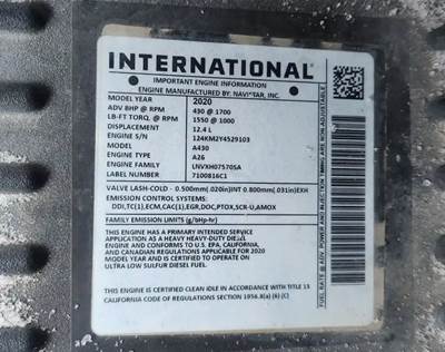 International A26 Engine for a 2021 International HV613