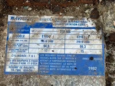 International DTA466 Engine for a 1993 International 4900