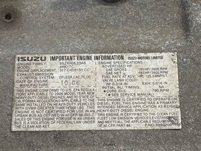 Isuzu 4HK1TC Engine for a 2007 Isuzu NPR-HD