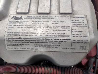 Mack MP7 Engine for a 2013 Mack CXU612
