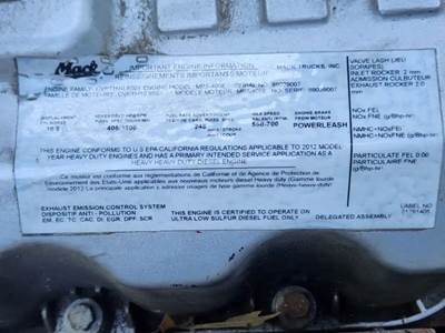 Mack MP7 Engine for a 2013 Mack CXU612 For Sale | Elkton, MD | P-83532 ...