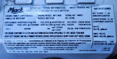 Mack MP7 Engine for a 2013 Mack CXU612