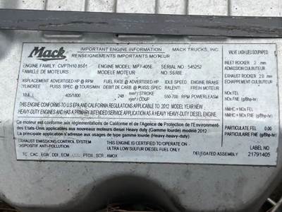 Mack MP7 Engine for a 2013 Mack CXU612 For Sale | Elkton, MD | P-85016 ...