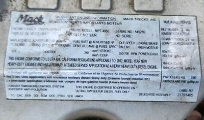 Mack MP7 Engine for a 2013 Mack CXU612 For Sale | Elkton, MD | P-86804 ...