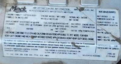 Mack MP7 Engine for a 2013 Mack CXU612 For Sale | Elkton, MD | M741 ...