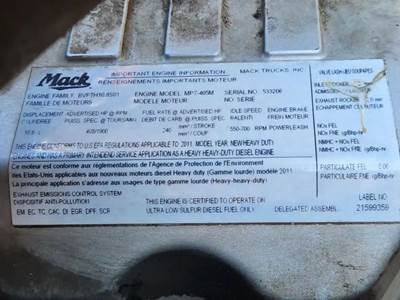 Mack MP7 Engine for a 2012 Mack GU713