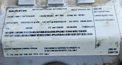 Mack MP7 Engine for a 2017 Mack GU813