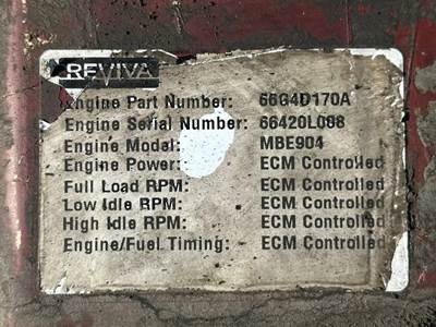 Mercedes-Benz MBE 900 Engine for a 2007 Freightliner MT55 Chassis