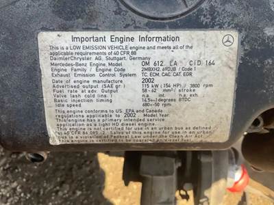 Mercedes-Benz OM612LA Engine for a 2003 Dodge SPRINTER 2500