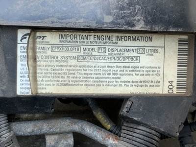 Mitsubishi F1C Engine for a 2014 Mitsubishi FEC92S