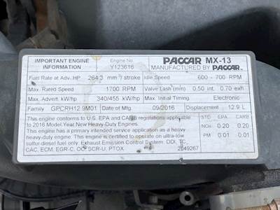 Paccar MX-13 Engine for a 2017 Peterbilt