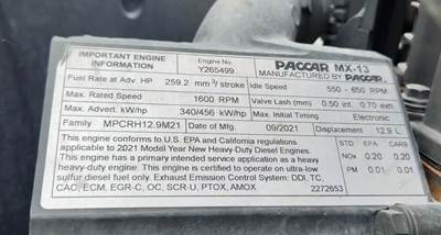 Paccar MX-13 Engine for a 2022 Peterbilt 579