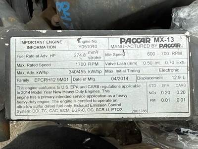 Paccar MX-13 Engine for a 2015 Kenworth T680