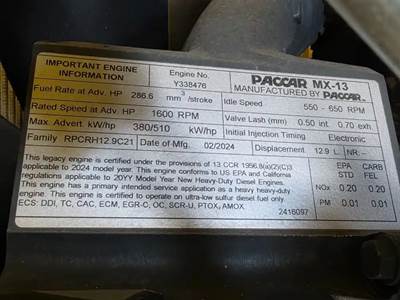 Paccar MX-13 Engine for a 2025 Peterbilt 579