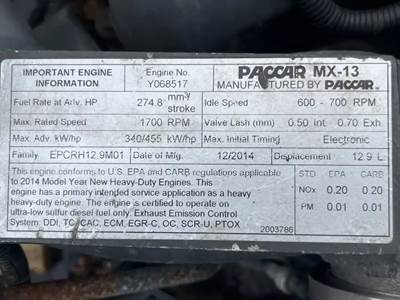 Paccar MX-13 Engine for a 2015 Kenworth T680
