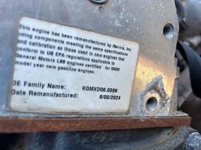 (Used) 2011 Gm/Chev (Hd) 6.0L, Engine Assembly- Family Number: KGMXD06.0398,