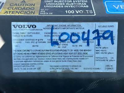 Volvo D11 Engine for a 2012 Volvo VNM