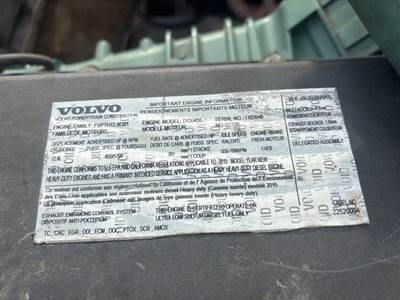 Volvo D13 Engine for a 2016 Volvo VNM