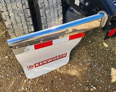 Used 2025 Kenworth T680 Rear Left Mud Flap Hanger, White Rubber with Aluminum