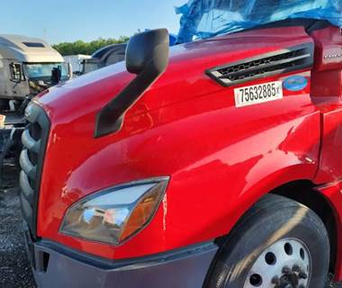 Used 2020 Freightliner Cascadia 126 Hood Assembly, 52" From Cowl to Grille, Red Fiberglass