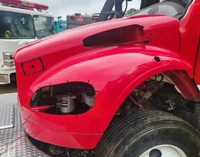 Used 2019 Freightliner M2 106 Hood Assembly, 38" Length, Red Fiberglass