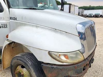 Used 2003 International 4200 Hood Assembly, White Fiberglass, 37.5" from Cowl to Grille
