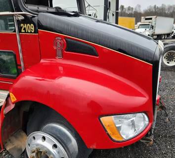 2021 Kenworth T370 Hood Assembly 46" from Cowl to Grille, Red with Black Fiberglass