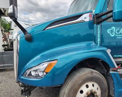 Used 2023 Kenworth T680 Hood Assembly 49" Length, Dark Teal Fiberglass