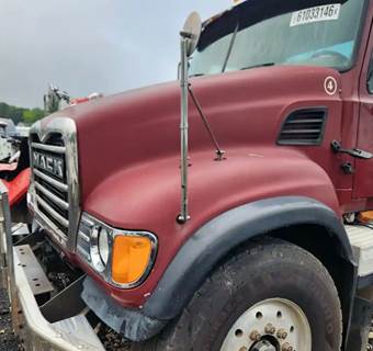 Used 2005 Mack Granite CV713 Hood Assembly 50" Fiberglass Maroon