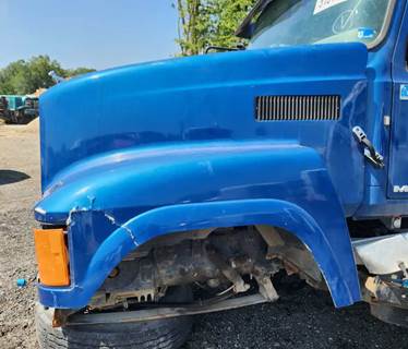 Used 2016 Mack Pinnacle CHU613 Repairable Hood Assembly, 54" Length, Blue Fiberglass