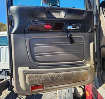 Used 2012 Peterbilt 367 Left Interior Door Panel, Black and Grey, Manual
