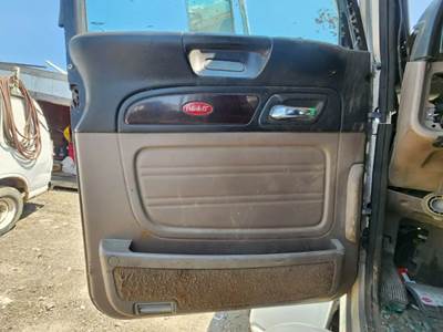 Used 2019 Peterbilt 389 Left Interior Door Panel, Grey and Black, Power