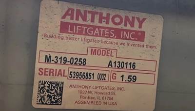 Used 2024 Anthony A130116 Power Liftgate for Freightliner M2 106